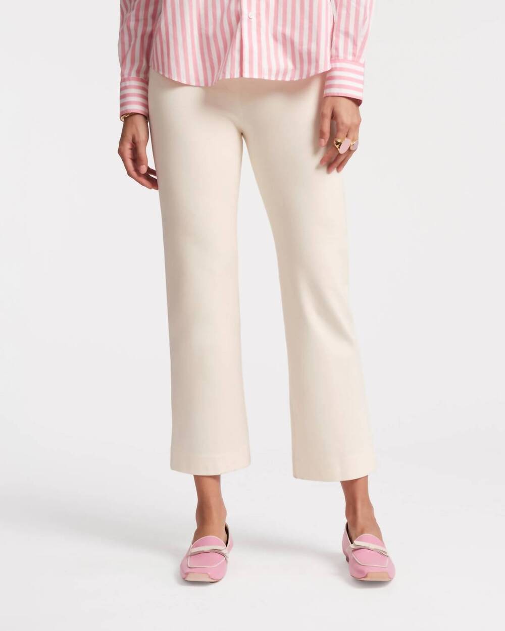 NEW FRANCES VALENTINE wonder solid stretch stretch pant in oyster